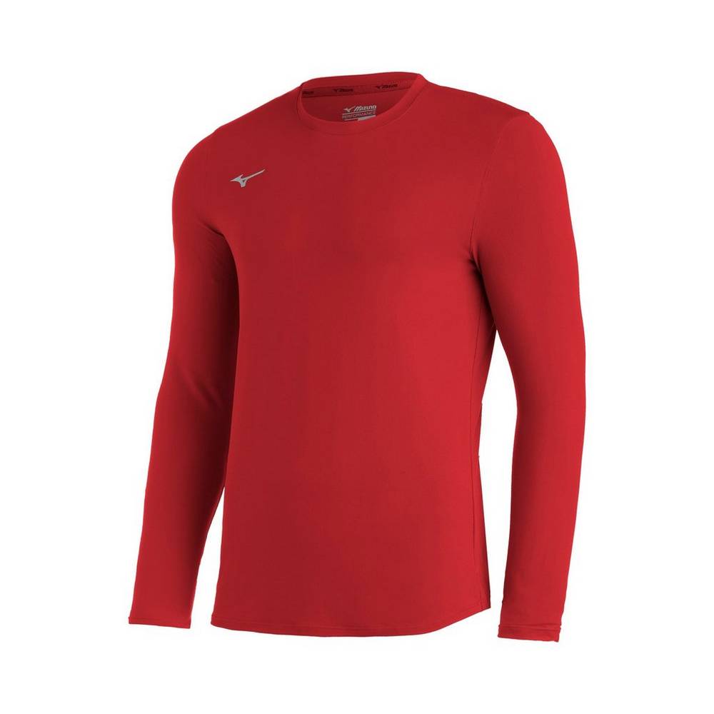 Maglie Running Mizuno Baseball Comp Diamond Long Sleeve Crew Uomo - Rosse - 03829-SMIW